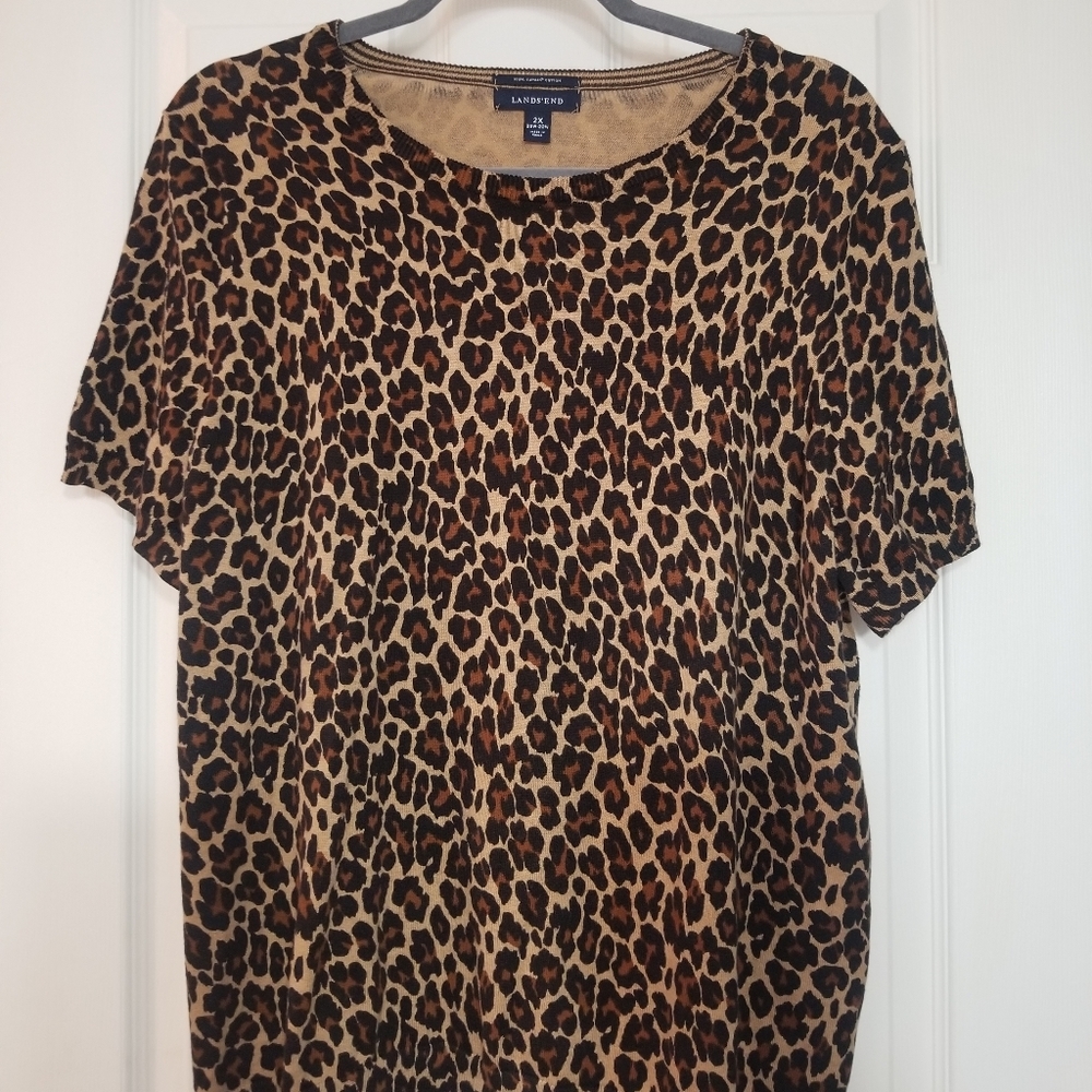 Lands End Leopard Print Sweater